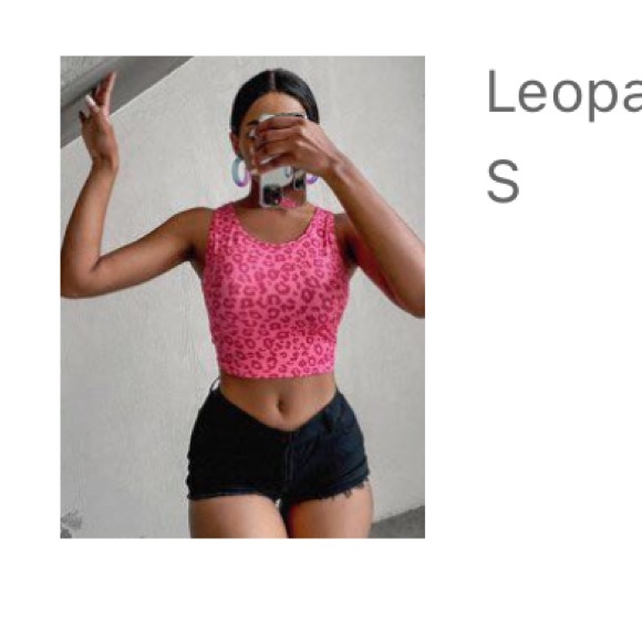 Pink leopard tank top size small - Picture 3 of 3